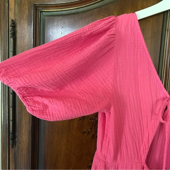 XiRENA~ Pink Nissa Cotton Gauze Tiered Puff Sleeve Mini Dress in size Medium - Picture 9 of 16